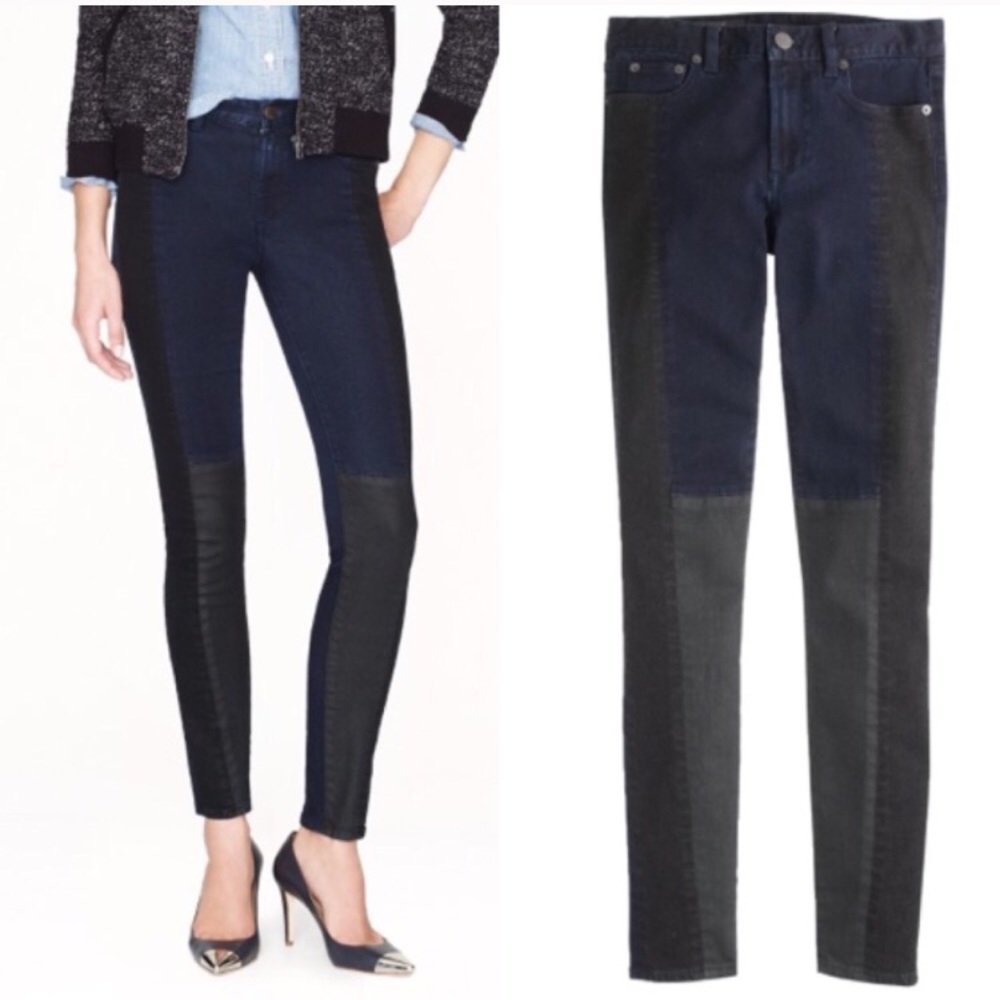 J. Crew Midrise Toothpick Jean in Blocked Indigo